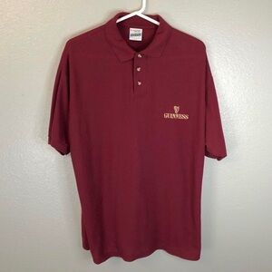 VTG Guinness Screen Stars Casual Size XL Embroidered Red Short Sleeve Polo Shirt